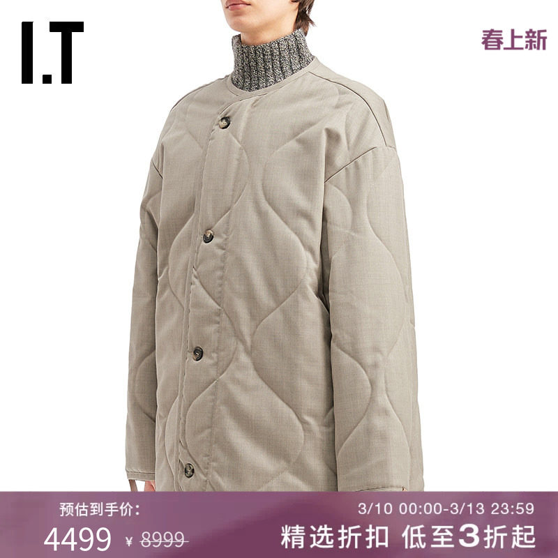 IT JW Anderson男装无领绗缝夹克新款简约复古宽松棉服外套395821