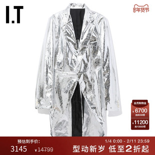 IT CDG COMME des GARCONS HOMME PLUS男装亮面材质长大衣外套