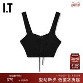 MSGM女装 短款 针织背心新品 时髦辣妹绑带设计纯色修身 内搭11773