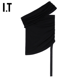 HELMUT 时髦解构感修身 LANG女装 上衣新款 露肩背心 不对称无袖