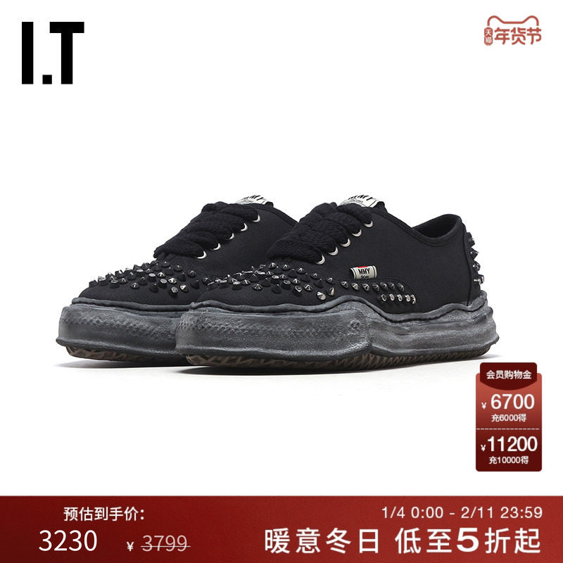 IT Mihara Yasuhiro男款做旧运动鞋新款潮酷有型铆钉缀饰休闲鞋