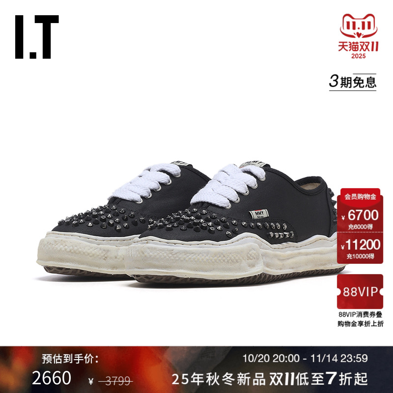 IT Mihara Yasuhiro女款做旧运动鞋新款复古街潮铆钉装饰休闲鞋