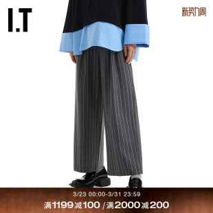 裤 长裤 新款 西裤 竖条纹西装 宽松阔腿裤 631191XQ 日本ENFÖLD女装