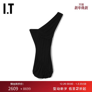 时髦靓丽修身 不对称上衣新品 Owens女装 褶饰上衣0155BZXK Rick