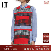 CDG SHIRT男装 COMME des GARCONS 彩色格纹裁布拼贴竖条纹衬衫