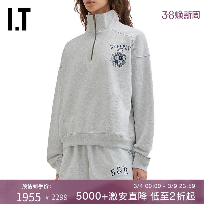 IT Sporty & Rich女装半拉链拉链卫衣新款青春活力套头衫56GY03XP