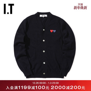 COMME PLAY des GARÇONS川久保玲男装 双爱心缝饰 针织开衫 CDG