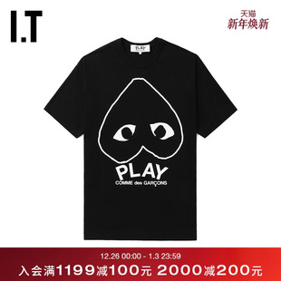 CDG GARCONS川久保玲情侣爱心logo印花短袖 PLAY des T恤 COMME