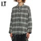 R13男装 长袖 格纹衬衫 新款 随性街潮做旧毛边格子上衣WR0W25MP