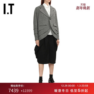 noir 新款 kei 千鸟格西装 解构感叠层拼接西服外套 ninomiya女装