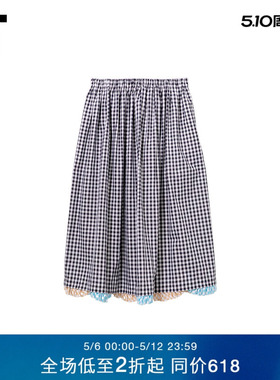 IT CDG tricot COMME des GARCONS女装格纹半身裙格子中长裙新款