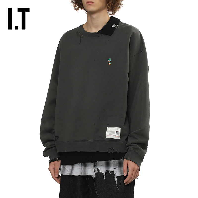 IT Mihara Yasuhiro男装假三件圆领卫衣新款叠层拼接上衣5PO572MP