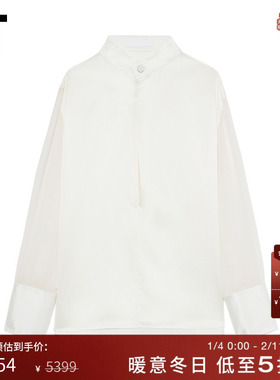 IT HELMUT LANG女装长袖衬衫新款摩登干练薄纱拼接上衣HW5094XP