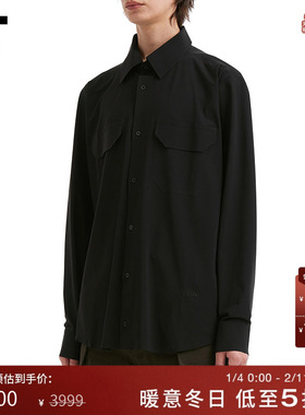 IT GR10K男装纯色长袖衬衫新款简约基础款翻领排扣上衣CGA211MP