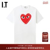 CDG GARCONS川久保玲情侣logo装 PLAY COMME des 饰圆领短袖 T恤