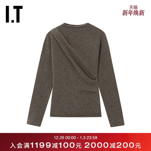 新款 小圆领针织衫 LANG女装 时髦大气褶饰薄毛衣702B2JXQ HELMUT