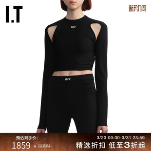 镂空长袖 修身 WHITE™女装 短上衣110001XM OFF