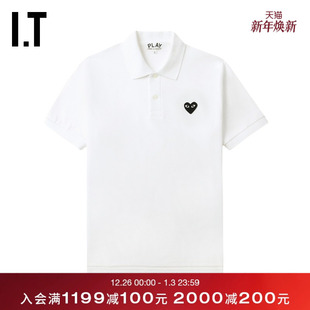 COMME des GARCONS川久保玲情侣款 polo衫 PLAY 纯色短袖 CDG