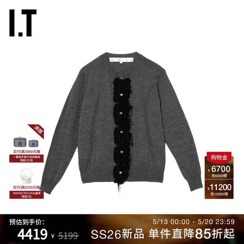 IT编织材质拼接针织开衫