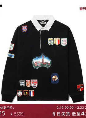 IT BODE男装polo领卫衣新款时髦复古布贴徽标装饰上衣4CS023MN