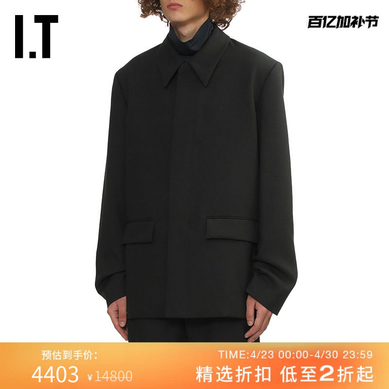 IT RIER男装翻领西装夹克新款质感型男宽松直排扣外套JKT34WMP