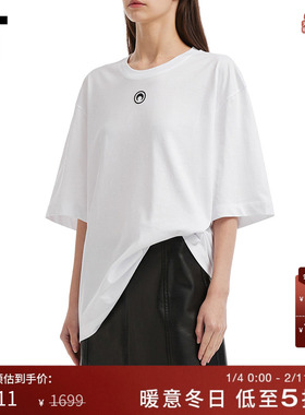 IT MARINE SERRE男装宽松短袖T恤新款简约休闲新月刺绣圆领半袖