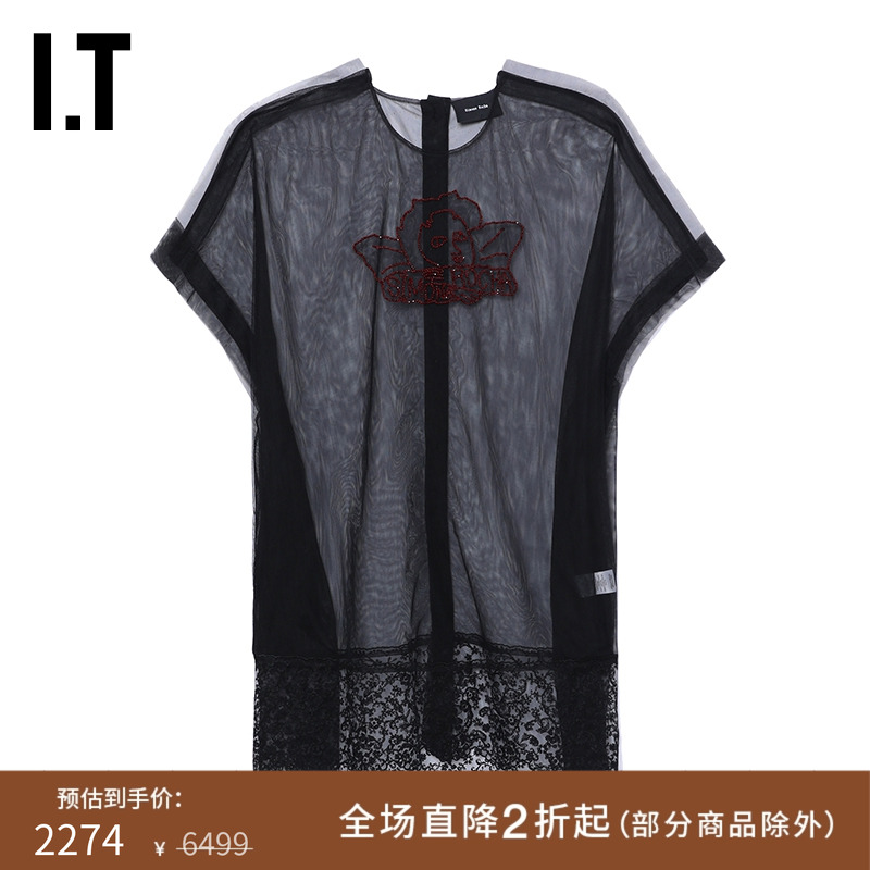 IT Simone Rocha女装短袖薄纱连衣裙新款性感时髦透视短裙7245B9