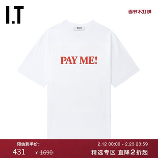 IT MSGM女装中长款短袖T恤新款时尚个性标语图案印花半袖846298AO