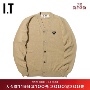 CDG GARÇONS川久保玲男针织开衫 PLAY des 黑色爱心刺绣 COMME