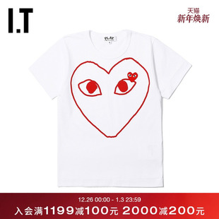 COMME PLAY des GARCONS川久保玲女装 T恤爱心印花缝饰 短袖 CDG