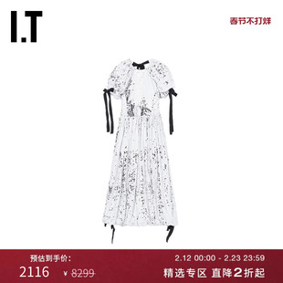 IT VIVIANO SUE女装泡泡袖连衣裙摩登时髦满幅亮片缀饰长裙D06XI