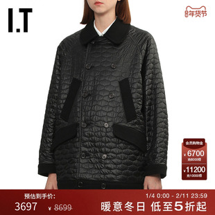 IT CDG tricot COMME des GARCONS女装翻领绗缝棉服外套时尚质感