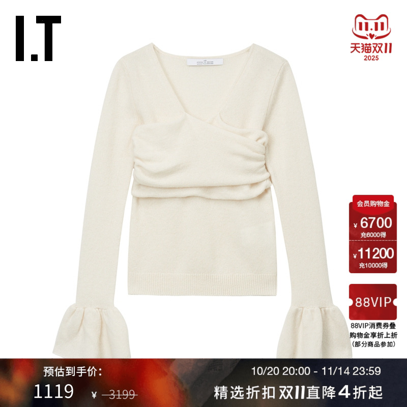 ITROKH大V领针织衫时髦优雅