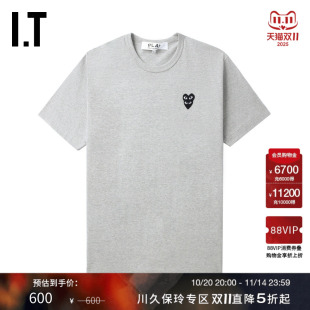 CDG GARCONS川久保玲情侣爱心logo缝饰短袖 PLAY des T恤 COMME