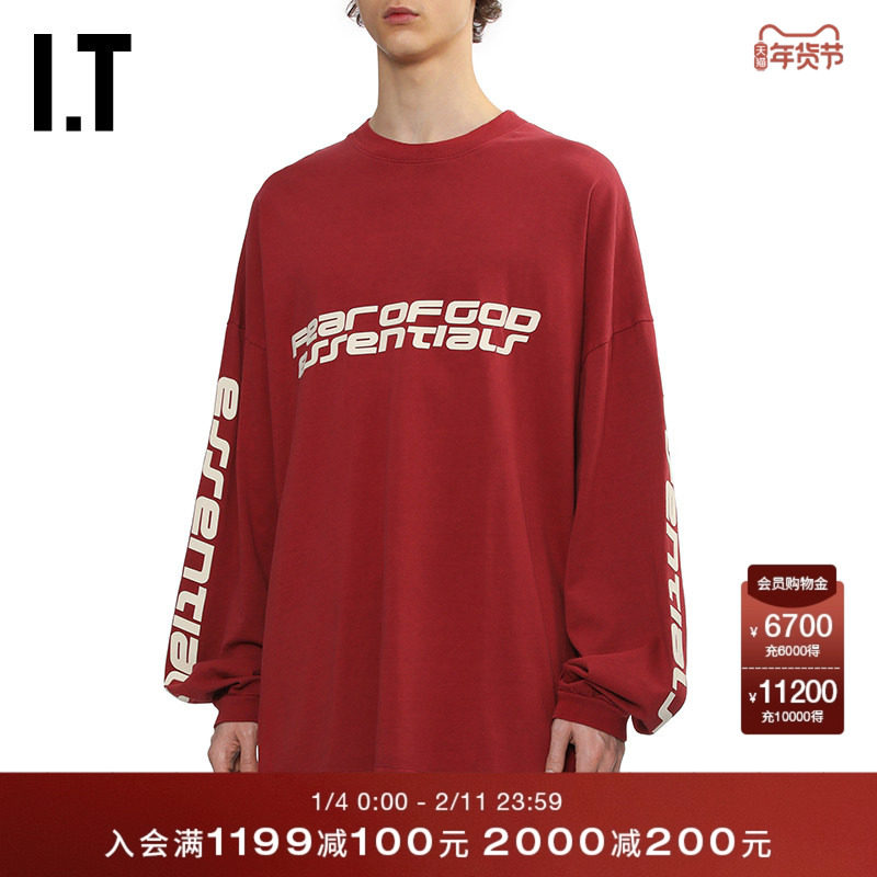 IT ESSENTIALS男装中长款长袖T恤新款随性街潮廓形圆领上衣254572,男装,T恤,淘宝优惠券,粉丝福利购,淘宝优惠卷