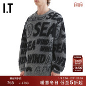 WIND 新款 AND SEA男装 毛绒圆领针织衫 时髦个性 字母拼色毛衣