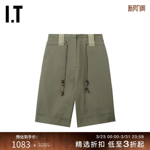 复古质感抽绳设计宽松直筒裤 新品 高腰短裤 80028XL GANNI女装