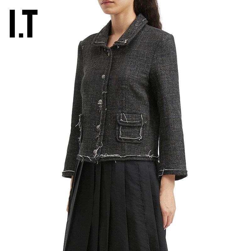 IT R13女装合身翻领毛呢夹克新款复古时髦车线装饰呢子外套4311XP,女装/女士精品,短外套,淘宝优惠券,粉丝福利购,淘宝优惠卷