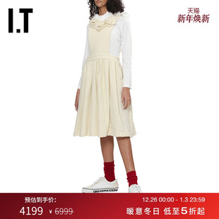 CDG GIRL女装 COMME GARCONS 立体花朵缀饰毛呢背带连衣裙 des