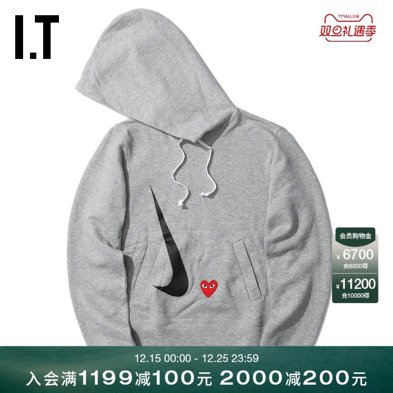 IT CDG PLAY COMME des GARÇONS川久保玲女连帽卫衣爱心刺绣印花