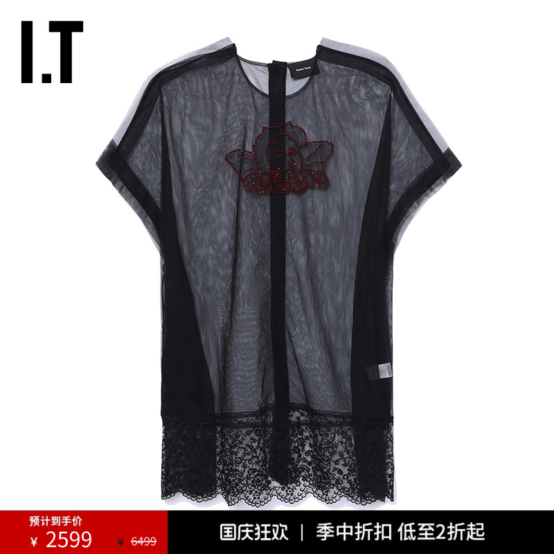 IT Simone Rocha女装短袖薄纱连衣裙新款性感时髦透视短裙7245B9