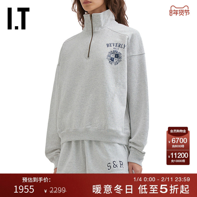 IT Sporty & Rich女装半拉链拉链卫衣新款青春活力套头衫56GY03XP