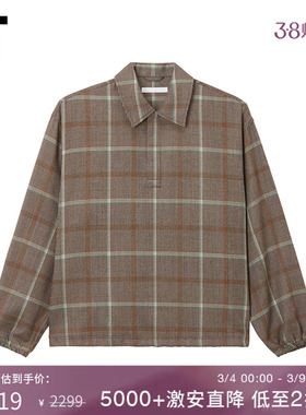 IT SOPH. SOPHNET.男装格纹长袖上衣新款复古气质翻领格子套头衫