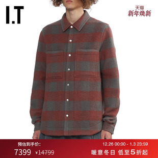 新款 格纹羊毛呢衬衫 Owens男装 复古质感呢子厚上衣744WJP Rick