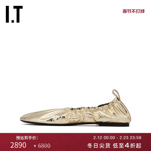 IT JIL SANDER女款平底鞋单鞋新款复古时尚缩褶小皮鞋0016P32N