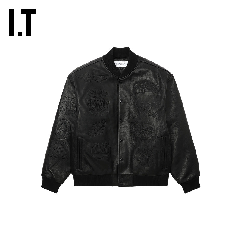 OFF-WHITE™棒球服皮衣