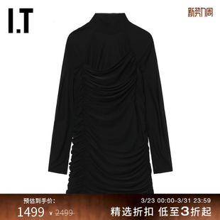 连衣裙新款 紧身长袖 LANG女装 时髦性感微透短裙0H0602XM HELMUT