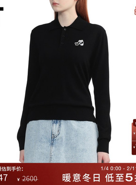 IT We11Done女装polo领针织衫新款简约时尚合身羊毛衫翻领薄毛衣