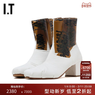 IT MAGLIANO男款粗跟及踝靴新款复古时尚拼色短靴靴子297331MN