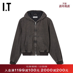 连帽拉链牛仔夹克新款 LEGACY男装 潮酷型男水洗外套22BBCMO OUR